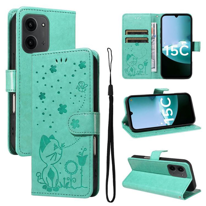 Funda de cuero con tapa para teléfono con estampado de gato y abeja, For Redmi Turbo 5 Max / Poco X8 Pro Max 5G, For Redmi Turbo 5 / Poco X8 Pro 5G, For Redmi K90 Pro Max / Poco F8 Ultra, For Redmi K90 / Poco F8 Pro, For Redmi 15C 5G / 4G EU 173mm     ...