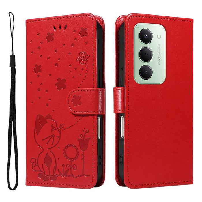 Funda de cuero con tapa para teléfono con estampado de gato y abeja, For Redmi Turbo 5 Max / Poco X8 Pro Max 5G, For Redmi Turbo 5 / Poco X8 Pro 5G, For Redmi K90 Pro Max / Poco F8 Ultra, For Redmi K90 / Poco F8 Pro, For Redmi 15C 5G / 4G EU 173mm     ...