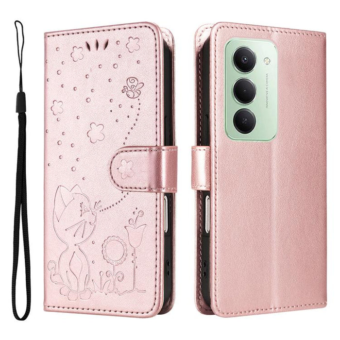 Funda de cuero con tapa para teléfono con estampado de gato y abeja, For Redmi Turbo 5 Max / Poco X8 Pro Max 5G, For Redmi Turbo 5 / Poco X8 Pro 5G, For Redmi K90 Pro Max / Poco F8 Ultra, For Redmi K90 / Poco F8 Pro, For Redmi 15C 5G / 4G EU 173mm     ...