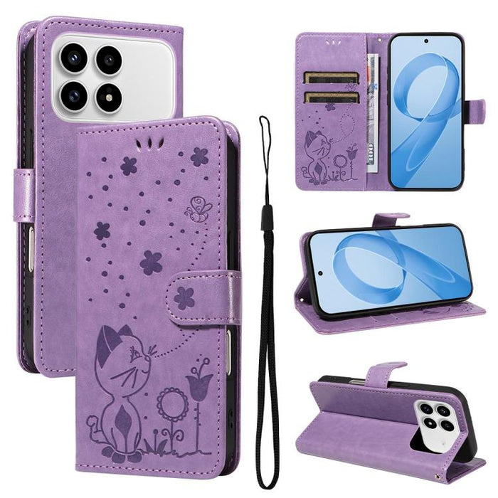 Funda de cuero con tapa para teléfono con estampado de gato y abeja, For Redmi Turbo 5 Max / Poco X8 Pro Max 5G, For Redmi Turbo 5 / Poco X8 Pro 5G, For Redmi K90 Pro Max / Poco F8 Ultra, For Redmi K90 / Poco F8 Pro, For Redmi 15C 5G / 4G EU 173mm     ...