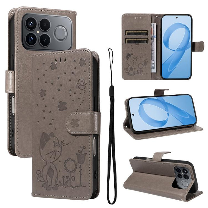 Funda de cuero con tapa para teléfono con estampado de gato y abeja, For Redmi Turbo 5 Max / Poco X8 Pro Max 5G, For Redmi Turbo 5 / Poco X8 Pro 5G, For Redmi K90 Pro Max / Poco F8 Ultra, For Redmi K90 / Poco F8 Pro, For Redmi 15C 5G / 4G EU 173mm     ...