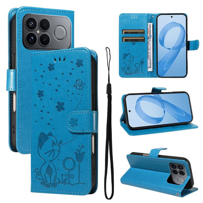 Funda de cuero con tapa para teléfono con estampado de gato y abeja, For Redmi Turbo 5 Max / Poco X8 Pro Max 5G, For Redmi Turbo 5 / Poco X8 Pro 5G, For Redmi K90 Pro Max / Poco F8 Ultra, For Redmi K90 / Poco F8 Pro, For Redmi 15C 5G / 4G EU 173mm     ...