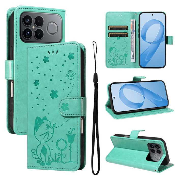Funda de cuero con tapa para teléfono con estampado de gato y abeja, For Redmi Turbo 5 Max / Poco X8 Pro Max 5G, For Redmi Turbo 5 / Poco X8 Pro 5G, For Redmi K90 Pro Max / Poco F8 Ultra, For Redmi K90 / Poco F8 Pro, For Redmi 15C 5G / 4G EU 173mm     ...