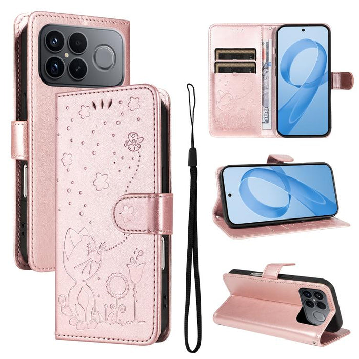 Funda de cuero con tapa para teléfono con estampado de gato y abeja, For Redmi Turbo 5 Max / Poco X8 Pro Max 5G, For Redmi Turbo 5 / Poco X8 Pro 5G, For Redmi K90 Pro Max / Poco F8 Ultra, For Redmi K90 / Poco F8 Pro, For Redmi 15C 5G / 4G EU 173mm     ...