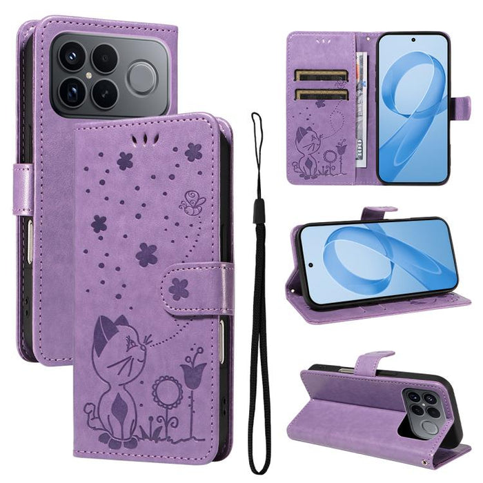 Funda de cuero con tapa para teléfono con estampado de gato y abeja, For Redmi Turbo 5 Max / Poco X8 Pro Max 5G, For Redmi Turbo 5 / Poco X8 Pro 5G, For Redmi K90 Pro Max / Poco F8 Ultra, For Redmi K90 / Poco F8 Pro, For Redmi 15C 5G / 4G EU 173mm     ...