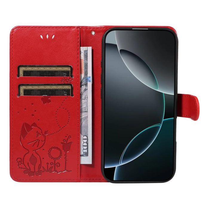 Funda de cuero con tapa para teléfono con estampado de gato y abeja, For Redmi Turbo 5 Max / Poco X8 Pro Max 5G, For Redmi Turbo 5 / Poco X8 Pro 5G, For Redmi K90 Pro Max / Poco F8 Ultra, For Redmi K90 / Poco F8 Pro, For Redmi 15C 5G / 4G EU 173mm     ...