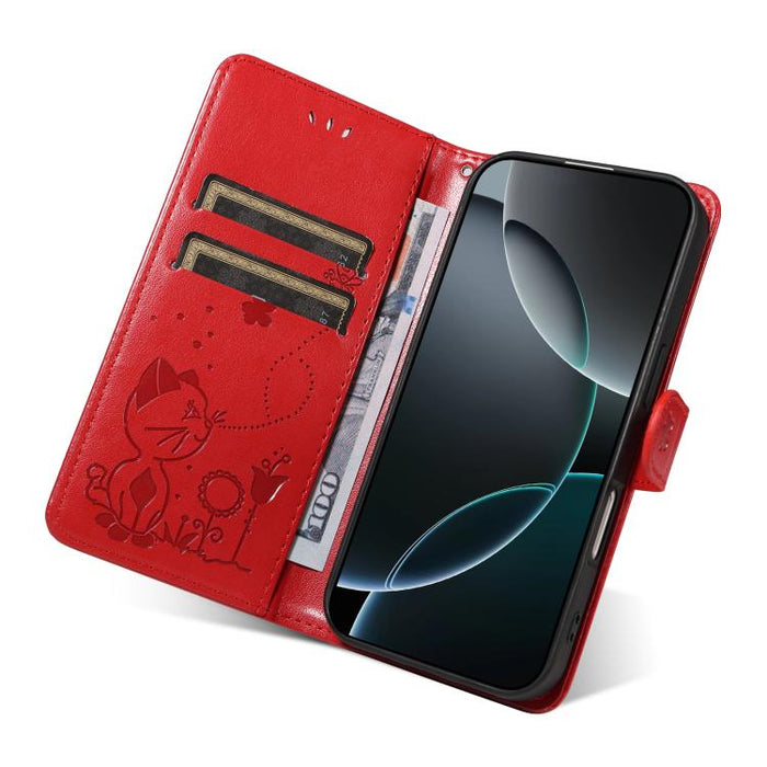 Funda de cuero con tapa para teléfono con estampado de gato y abeja, For Redmi Turbo 5 Max / Poco X8 Pro Max 5G, For Redmi Turbo 5 / Poco X8 Pro 5G, For Redmi K90 Pro Max / Poco F8 Ultra, For Redmi K90 / Poco F8 Pro, For Redmi 15C 5G / 4G EU 173mm     ...