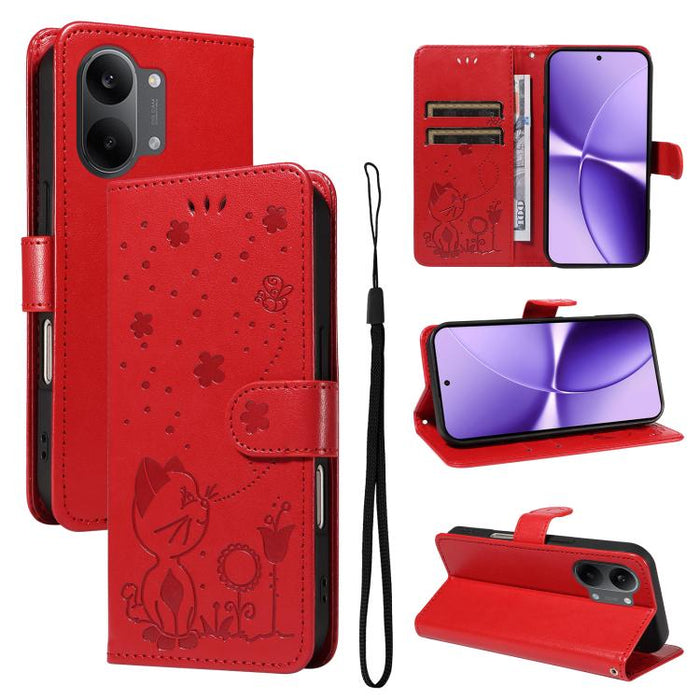 Funda de cuero con tapa para teléfono con estampado de gato y abeja, For Redmi Turbo 5 Max / Poco X8 Pro Max 5G, For Redmi Turbo 5 / Poco X8 Pro 5G, For Redmi K90 Pro Max / Poco F8 Ultra, For Redmi K90 / Poco F8 Pro, For Redmi 15C 5G / 4G EU 173mm     ...