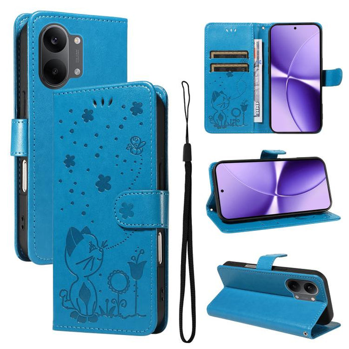 Funda de cuero con tapa para teléfono con estampado de gato y abeja, For Redmi Turbo 5 Max / Poco X8 Pro Max 5G, For Redmi Turbo 5 / Poco X8 Pro 5G, For Redmi K90 Pro Max / Poco F8 Ultra, For Redmi K90 / Poco F8 Pro, For Redmi 15C 5G / 4G EU 173mm     ...