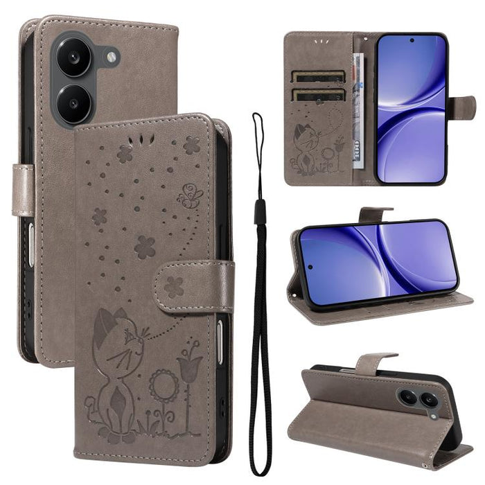 Funda de cuero con tapa para teléfono con estampado de gato y abeja, For Redmi Turbo 5 Max / Poco X8 Pro Max 5G, For Redmi Turbo 5 / Poco X8 Pro 5G, For Redmi K90 Pro Max / Poco F8 Ultra, For Redmi K90 / Poco F8 Pro, For Redmi 15C 5G / 4G EU 173mm     ...