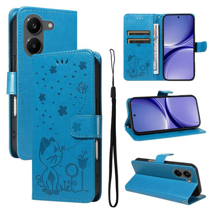Funda de cuero con tapa para teléfono con estampado de gato y abeja, For Redmi Turbo 5 Max / Poco X8 Pro Max 5G, For Redmi Turbo 5 / Poco X8 Pro 5G, For Redmi K90 Pro Max / Poco F8 Ultra, For Redmi K90 / Poco F8 Pro, For Redmi 15C 5G / 4G EU 173mm     ...