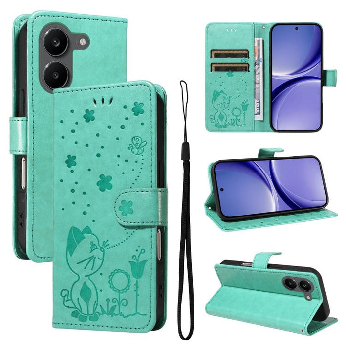 Funda de cuero con tapa para teléfono con estampado de gato y abeja, For Redmi Turbo 5 Max / Poco X8 Pro Max 5G, For Redmi Turbo 5 / Poco X8 Pro 5G, For Redmi K90 Pro Max / Poco F8 Ultra, For Redmi K90 / Poco F8 Pro, For Redmi 15C 5G / 4G EU 173mm     ...
