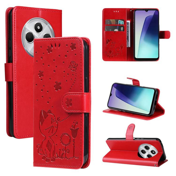 Funda de cuero con tapa para teléfono con estampado de gato y abeja, For Redmi Turbo 5 Max / Poco X8 Pro Max 5G, For Redmi Turbo 5 / Poco X8 Pro 5G, For Redmi K90 Pro Max / Poco F8 Ultra, For Redmi K90 / Poco F8 Pro, For Redmi 15C 5G / 4G EU 173mm     ...