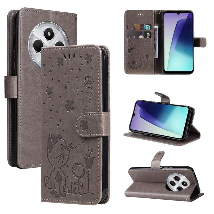 Funda de cuero con tapa para teléfono con estampado de gato y abeja, For Redmi Turbo 5 Max / Poco X8 Pro Max 5G, For Redmi Turbo 5 / Poco X8 Pro 5G, For Redmi K90 Pro Max / Poco F8 Ultra, For Redmi K90 / Poco F8 Pro, For Redmi 15C 5G / 4G EU 173mm     ...