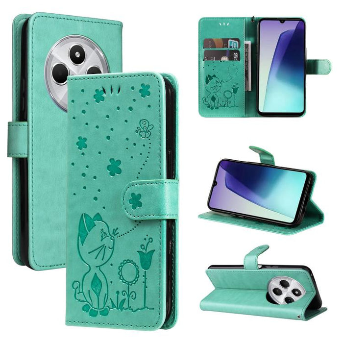 Funda de cuero con tapa para teléfono con estampado de gato y abeja, For Redmi Turbo 5 Max / Poco X8 Pro Max 5G, For Redmi Turbo 5 / Poco X8 Pro 5G, For Redmi K90 Pro Max / Poco F8 Ultra, For Redmi K90 / Poco F8 Pro, For Redmi 15C 5G / 4G EU 173mm     ...