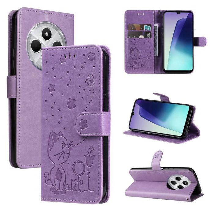 Funda de cuero con tapa para teléfono con estampado de gato y abeja, For Redmi Turbo 5 Max / Poco X8 Pro Max 5G, For Redmi Turbo 5 / Poco X8 Pro 5G, For Redmi K90 Pro Max / Poco F8 Ultra, For Redmi K90 / Poco F8 Pro, For Redmi 15C 5G / 4G EU 173mm     ...