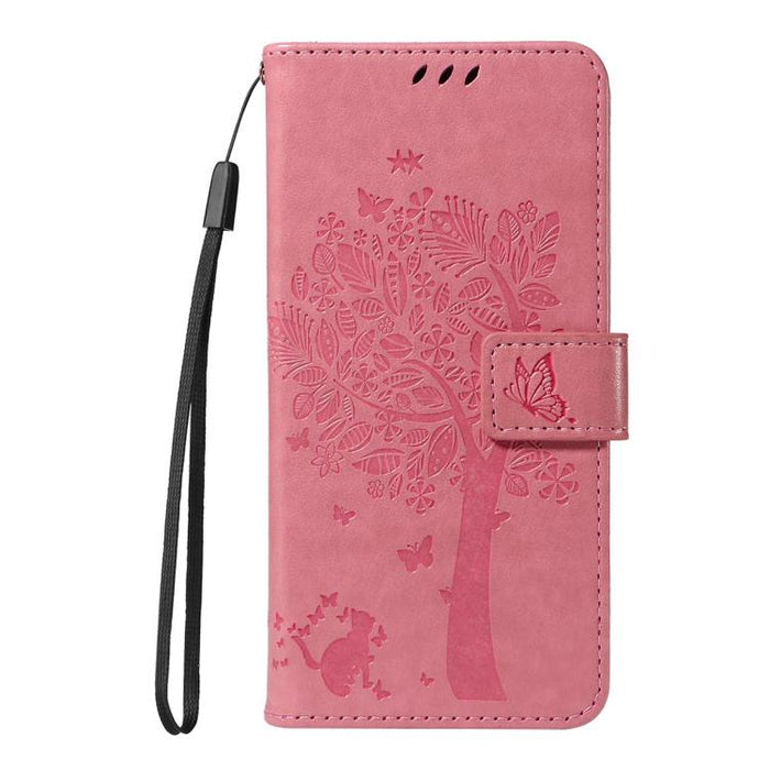 Funda de cuero con tapa para teléfono con estampado en relieve de árbol y gato, For Redmi A5 4G 173.3mm, For Redmi Note 14S 4G / Note 13 Pro 4G, For Redmi K80 / K80 Pro, For Redmi Note 14 4G Global 163.25mm, For Redmi Note 14 5G                        ...