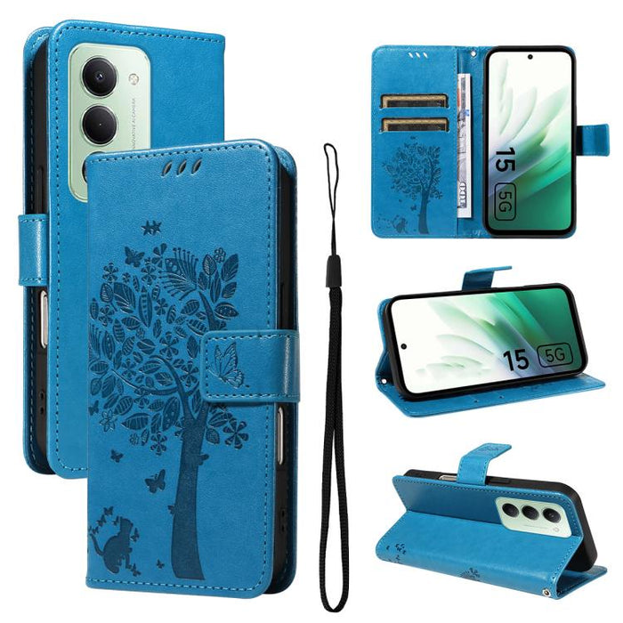 Funda de cuero con tapa para teléfono con estampado en relieve de árbol y gato, For Redmi Turbo 5 Max 5G, For Redmi Turbo 5 5G / Poco X8 Pro 5G, For Redmi K90 Pro Max/Poco F8 Ultra, For Redmi K90 / Poco F8 Pro, For Redmi 15C 5G / 4G EU 173mm           ...