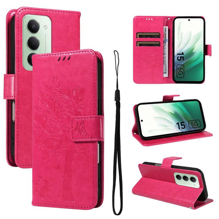 Funda de cuero con tapa para teléfono con estampado en relieve de árbol y gato, For Redmi Turbo 5 Max 5G, For Redmi Turbo 5 5G / Poco X8 Pro 5G, For Redmi K90 Pro Max/Poco F8 Ultra, For Redmi K90 / Poco F8 Pro, For Redmi 15C 5G / 4G EU 173mm           ...