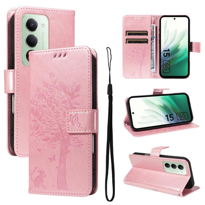 Funda de cuero con tapa para teléfono con estampado en relieve de árbol y gato, For Redmi Turbo 5 Max 5G, For Redmi Turbo 5 5G / Poco X8 Pro 5G, For Redmi K90 Pro Max/Poco F8 Ultra, For Redmi K90 / Poco F8 Pro, For Redmi 15C 5G / 4G EU 173mm           ...