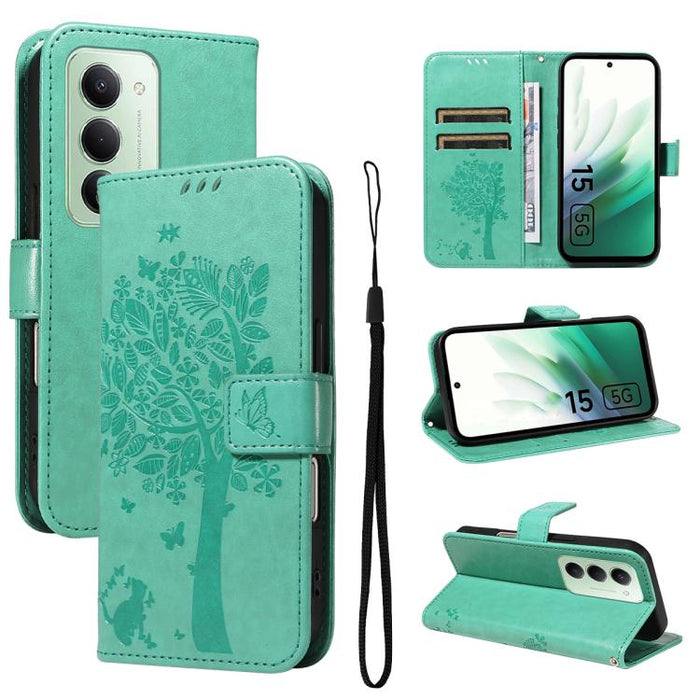 Funda de cuero con tapa para teléfono con estampado en relieve de árbol y gato, For Redmi Turbo 5 Max 5G, For Redmi Turbo 5 5G / Poco X8 Pro 5G, For Redmi K90 Pro Max/Poco F8 Ultra, For Redmi K90 / Poco F8 Pro, For Redmi 15C 5G / 4G EU 173mm           ...
