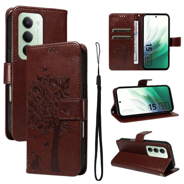Funda de cuero con tapa para teléfono con estampado en relieve de árbol y gato, For Redmi Turbo 5 Max 5G, For Redmi Turbo 5 5G / Poco X8 Pro 5G, For Redmi K90 Pro Max/Poco F8 Ultra, For Redmi K90 / Poco F8 Pro, For Redmi 15C 5G / 4G EU 173mm           ...