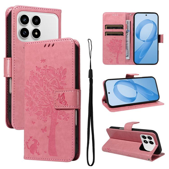 Funda de cuero con tapa para teléfono con estampado en relieve de árbol y gato, For Redmi Turbo 5 Max 5G, For Redmi Turbo 5 5G / Poco X8 Pro 5G, For Redmi K90 Pro Max/Poco F8 Ultra, For Redmi K90 / Poco F8 Pro, For Redmi 15C 5G / 4G EU 173mm           ...