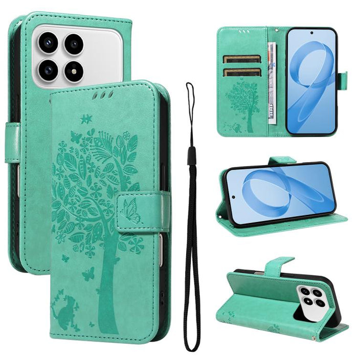 Funda de cuero con tapa para teléfono con estampado en relieve de árbol y gato, For Redmi Turbo 5 Max 5G, For Redmi Turbo 5 5G / Poco X8 Pro 5G, For Redmi K90 Pro Max/Poco F8 Ultra, For Redmi K90 / Poco F8 Pro, For Redmi 15C 5G / 4G EU 173mm           ...