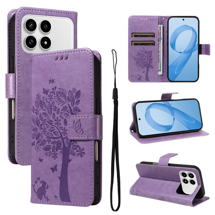 Funda de cuero con tapa para teléfono con estampado en relieve de árbol y gato, For Redmi Turbo 5 Max 5G, For Redmi Turbo 5 5G / Poco X8 Pro 5G, For Redmi K90 Pro Max/Poco F8 Ultra, For Redmi K90 / Poco F8 Pro, For Redmi 15C 5G / 4G EU 173mm           ...