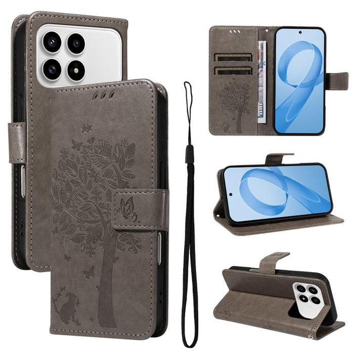Funda de cuero con tapa para teléfono con estampado en relieve de árbol y gato, For Redmi Turbo 5 Max 5G, For Redmi Turbo 5 5G / Poco X8 Pro 5G, For Redmi K90 Pro Max/Poco F8 Ultra, For Redmi K90 / Poco F8 Pro, For Redmi 15C 5G / 4G EU 173mm           ...