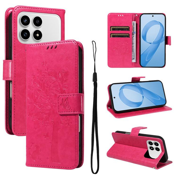 Funda de cuero con tapa para teléfono con estampado en relieve de árbol y gato, For Redmi Turbo 5 Max 5G, For Redmi Turbo 5 5G / Poco X8 Pro 5G, For Redmi K90 Pro Max/Poco F8 Ultra, For Redmi K90 / Poco F8 Pro, For Redmi 15C 5G / 4G EU 173mm           ...