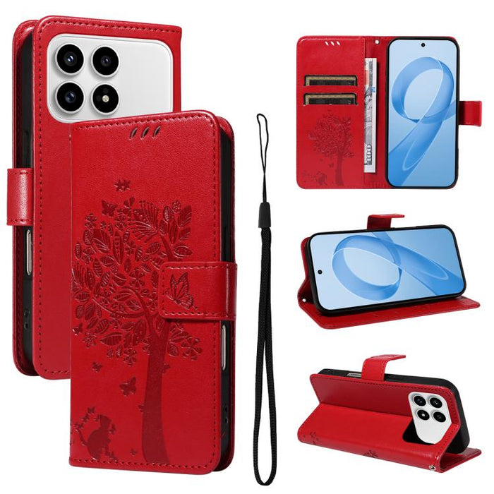 Funda de cuero con tapa para teléfono con estampado en relieve de árbol y gato, For Redmi Turbo 5 Max 5G, For Redmi Turbo 5 5G / Poco X8 Pro 5G, For Redmi K90 Pro Max/Poco F8 Ultra, For Redmi K90 / Poco F8 Pro, For Redmi 15C 5G / 4G EU 173mm           ...