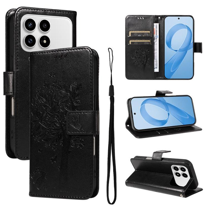 Funda de cuero con tapa para teléfono con estampado en relieve de árbol y gato, For Redmi Turbo 5 Max 5G, For Redmi Turbo 5 5G / Poco X8 Pro 5G, For Redmi K90 Pro Max/Poco F8 Ultra, For Redmi K90 / Poco F8 Pro, For Redmi 15C 5G / 4G EU 173mm           ...
