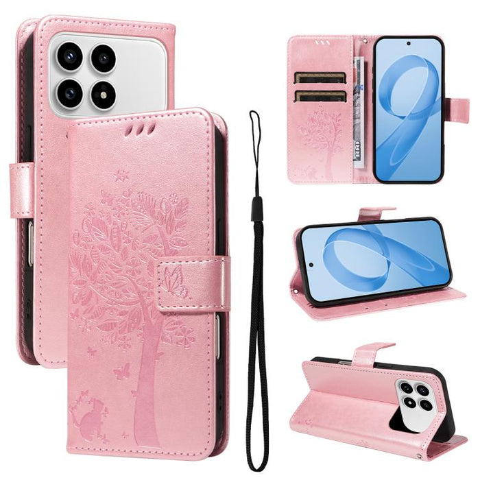Funda de cuero con tapa para teléfono con estampado en relieve de árbol y gato, For Redmi Turbo 5 Max 5G, For Redmi Turbo 5 5G / Poco X8 Pro 5G, For Redmi K90 Pro Max/Poco F8 Ultra, For Redmi K90 / Poco F8 Pro, For Redmi 15C 5G / 4G EU 173mm           ...