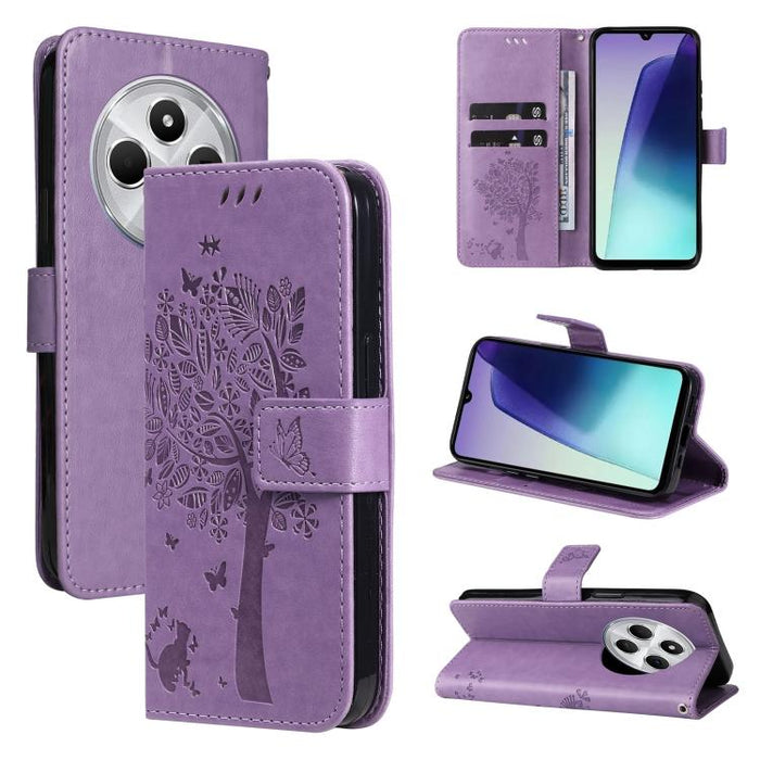 Funda de cuero con tapa para teléfono con estampado en relieve de árbol y gato, For Redmi Turbo 5 Max 5G, For Redmi Turbo 5 5G / Poco X8 Pro 5G, For Redmi K90 Pro Max/Poco F8 Ultra, For Redmi K90 / Poco F8 Pro, For Redmi 15C 5G / 4G EU 173mm           ...