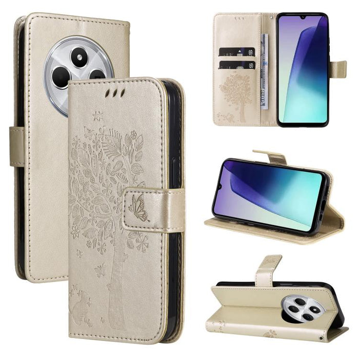 Funda de cuero con tapa para teléfono con estampado en relieve de árbol y gato, For Redmi Turbo 5 Max 5G, For Redmi Turbo 5 5G / Poco X8 Pro 5G, For Redmi K90 Pro Max/Poco F8 Ultra, For Redmi K90 / Poco F8 Pro, For Redmi 15C 5G / 4G EU 173mm           ...