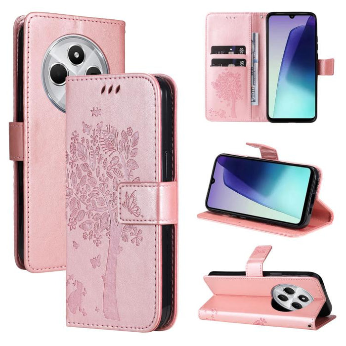 Funda de cuero con tapa para teléfono con estampado en relieve de árbol y gato, For Redmi Turbo 5 Max 5G, For Redmi Turbo 5 5G / Poco X8 Pro 5G, For Redmi K90 Pro Max/Poco F8 Ultra, For Redmi K90 / Poco F8 Pro, For Redmi 15C 5G / 4G EU 173mm           ...
