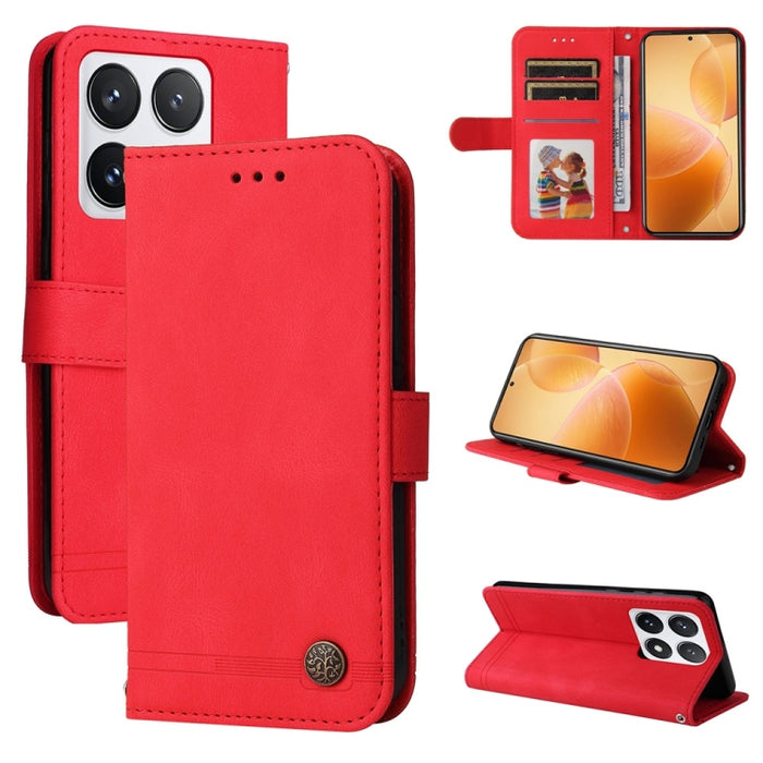 Funda de cuero para teléfono con botones de metal y diseño de árbol de la vida Skin Feel, For Xiaomi 17 Max 5G, For Xiaomi 17T Pro 5G, For Xiaomi 17T 5G, For Xiaomi 17 Ultra, For Xiaomi 17 Pro Max, For Xiaomi 17 Pro, For Xiaomi 17                      ...