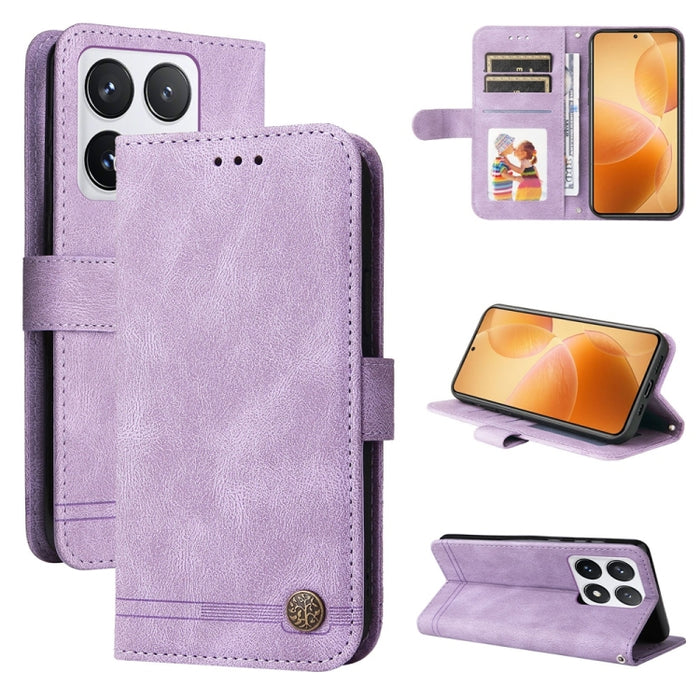 Funda de cuero para teléfono con botones de metal y diseño de árbol de la vida Skin Feel, For Xiaomi 17 Max 5G, For Xiaomi 17T Pro 5G, For Xiaomi 17T 5G, For Xiaomi 17 Ultra, For Xiaomi 17 Pro Max, For Xiaomi 17 Pro, For Xiaomi 17                      ...