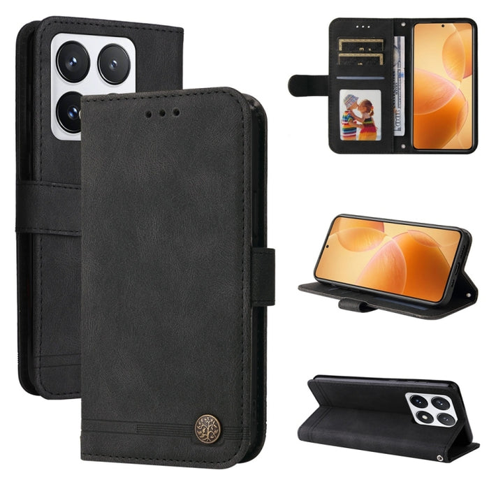 Funda de cuero para teléfono con botones de metal y diseño de árbol de la vida Skin Feel, For Xiaomi 17 Max 5G, For Xiaomi 17T Pro 5G, For Xiaomi 17T 5G, For Xiaomi 17 Ultra, For Xiaomi 17 Pro Max, For Xiaomi 17 Pro, For Xiaomi 17                      ...