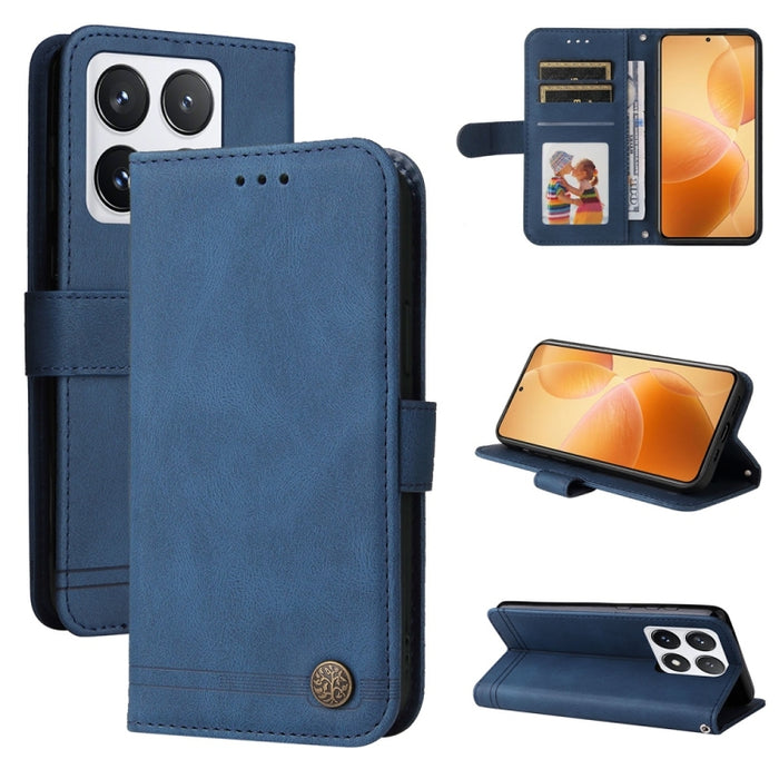 Funda de cuero para teléfono con botones de metal y diseño de árbol de la vida Skin Feel, For Xiaomi 17 Max 5G, For Xiaomi 17T Pro 5G, For Xiaomi 17T 5G, For Xiaomi 17 Ultra, For Xiaomi 17 Pro Max, For Xiaomi 17 Pro, For Xiaomi 17                      ...