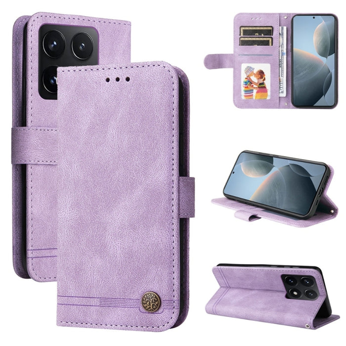 Funda de cuero para teléfono con botones de metal y diseño de árbol de la vida Skin Feel, For Xiaomi 17 Max 5G, For Xiaomi 17T Pro 5G, For Xiaomi 17T 5G, For Xiaomi 17 Ultra, For Xiaomi 17 Pro Max, For Xiaomi 17 Pro, For Xiaomi 17                      ...