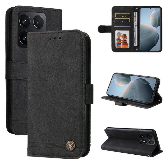 Funda de cuero para teléfono con botones de metal y diseño de árbol de la vida Skin Feel, For Xiaomi 17 Max 5G, For Xiaomi 17T Pro 5G, For Xiaomi 17T 5G, For Xiaomi 17 Ultra, For Xiaomi 17 Pro Max, For Xiaomi 17 Pro, For Xiaomi 17                      ...