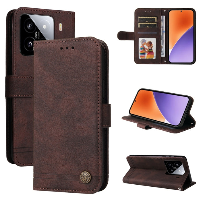 Funda de cuero para teléfono con botones de metal y diseño de árbol de la vida Skin Feel, For Xiaomi 17 Max 5G, For Xiaomi 17T Pro 5G, For Xiaomi 17T 5G, For Xiaomi 17 Ultra, For Xiaomi 17 Pro Max, For Xiaomi 17 Pro, For Xiaomi 17                      ...