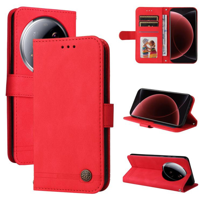 Funda de cuero para teléfono con botones de metal y diseño de árbol de la vida Skin Feel, For Xiaomi 17 Max 5G, For Xiaomi 17T Pro 5G, For Xiaomi 17T 5G, For Xiaomi 17 Ultra, For Xiaomi 17 Pro Max, For Xiaomi 17 Pro, For Xiaomi 17                      ...