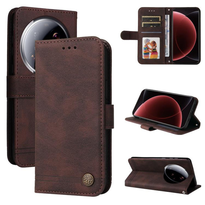 Funda de cuero para teléfono con botones de metal y diseño de árbol de la vida Skin Feel, For Xiaomi 17 Max 5G, For Xiaomi 17T Pro 5G, For Xiaomi 17T 5G, For Xiaomi 17 Ultra, For Xiaomi 17 Pro Max, For Xiaomi 17 Pro, For Xiaomi 17                      ...