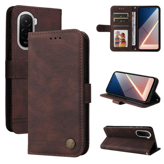 Funda de cuero para teléfono con botones de metal y diseño de árbol de la vida Skin Feel, For Xiaomi 17 Max 5G, For Xiaomi 17T Pro 5G, For Xiaomi 17T 5G, For Xiaomi 17 Ultra, For Xiaomi 17 Pro Max, For Xiaomi 17 Pro, For Xiaomi 17                      ...