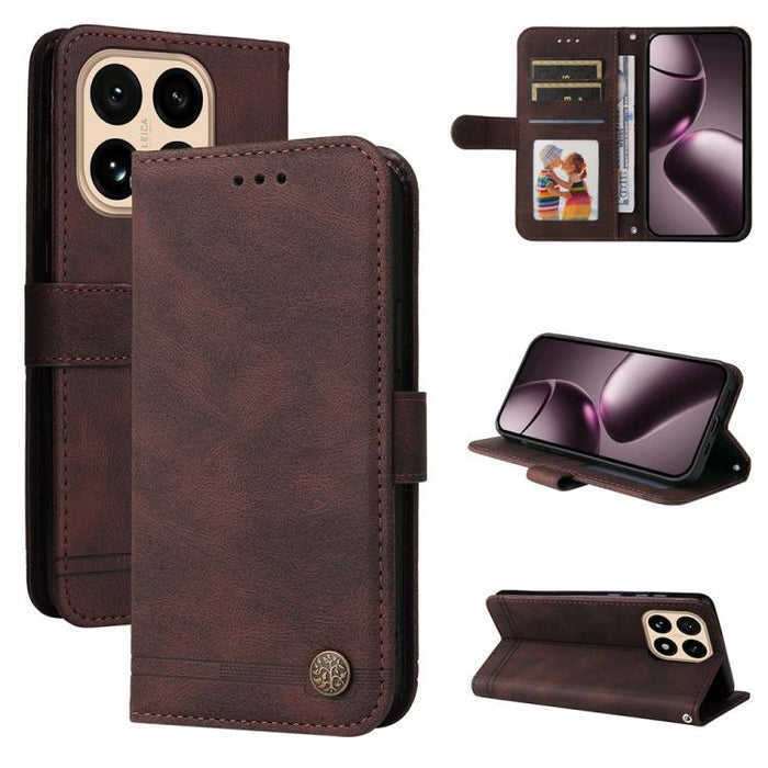 Funda de cuero para teléfono con botones de metal y diseño de árbol de la vida Skin Feel, For Xiaomi 17 Max 5G, For Xiaomi 17T Pro 5G, For Xiaomi 17T 5G, For Xiaomi 17 Ultra, For Xiaomi 17 Pro Max, For Xiaomi 17 Pro, For Xiaomi 17                      ...