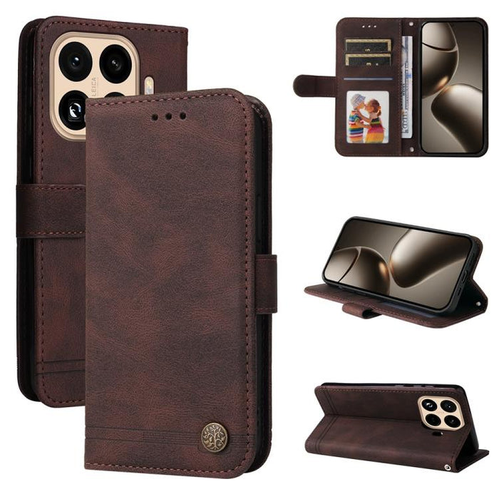 Funda de cuero para teléfono con botones de metal y diseño de árbol de la vida Skin Feel, For Xiaomi 17 Max 5G, For Xiaomi 17T Pro 5G, For Xiaomi 17T 5G, For Xiaomi 17 Ultra, For Xiaomi 17 Pro Max, For Xiaomi 17 Pro, For Xiaomi 17                      ...