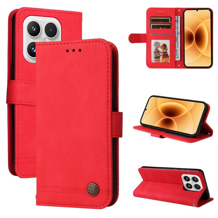 Funda de cuero para teléfono con botones de metal y diseño de árbol de la vida Skin Feel, For Xiaomi 17 Max 5G, For Xiaomi 17T Pro 5G, For Xiaomi 17T 5G, For Xiaomi 17 Ultra, For Xiaomi 17 Pro Max, For Xiaomi 17 Pro, For Xiaomi 17                      ...